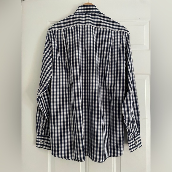 Tommy Hilfiger Button Up Dress Shirt Blue White Plaid Regular Fit Men’s Size M - Picture 2 of 9